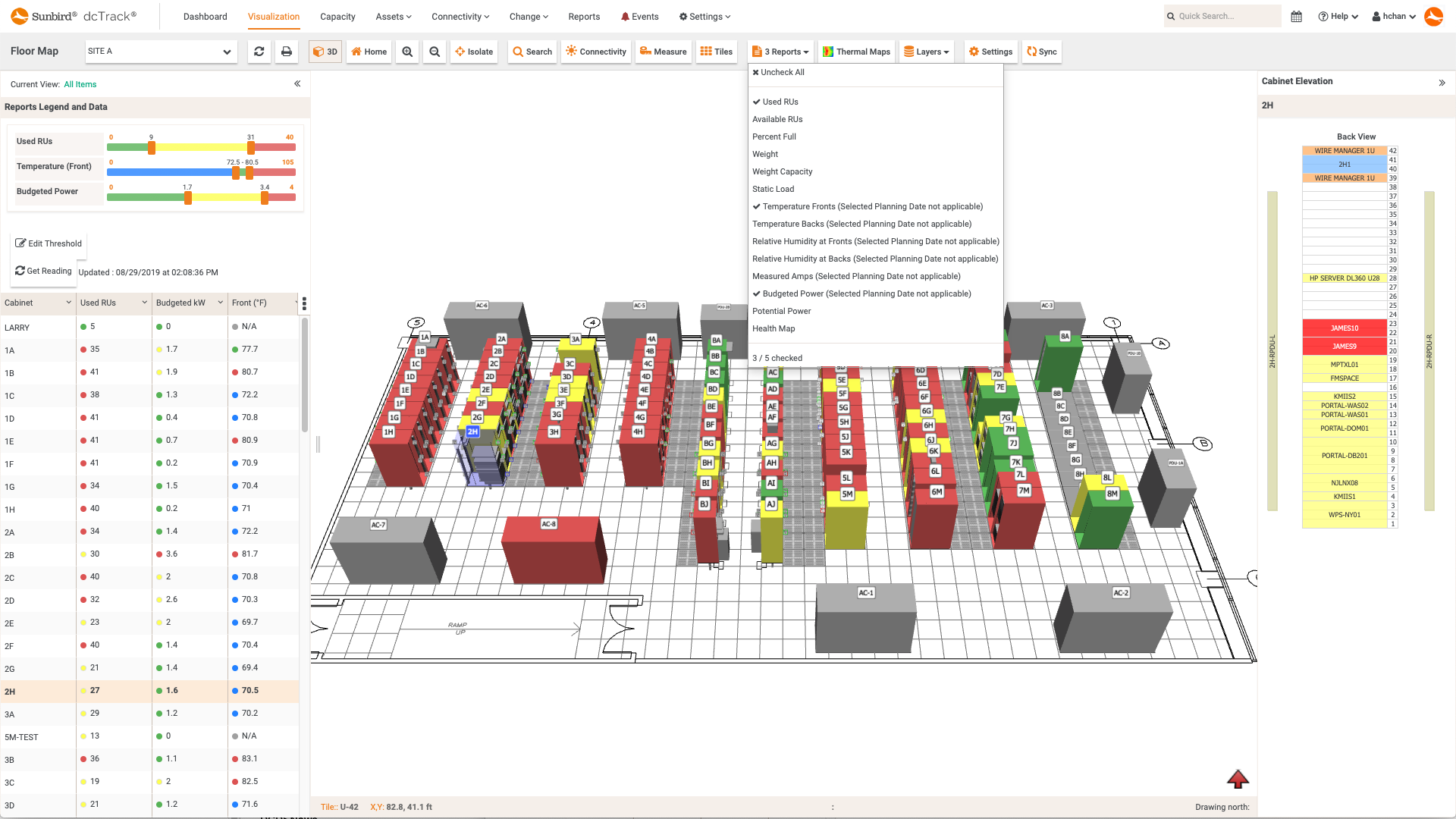 Multiple floor map reports sunbird dcim